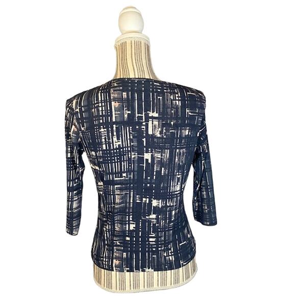 Anne Klein Black Printed Faux Wrap Style Career Blouse Women SZ S - Picture 2 of 7